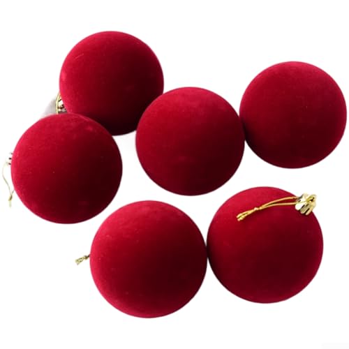 Kunststoff-Weihnachtskugel-Ornamente mit weicher beflockter Textur für Baumschmuck, modern gestaltet und für saisonale hängende Verwendung geeignet (A) von ZMdooreasy