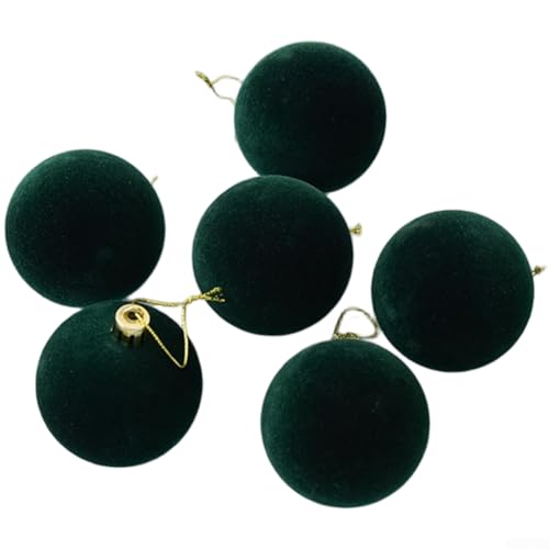Kunststoff-Weihnachtskugel-Ornamente mit weicher beflockter Textur für Baumschmuck, modern gestaltet und für saisonale hängende Verwendung geeignet (F) von ZMdooreasy