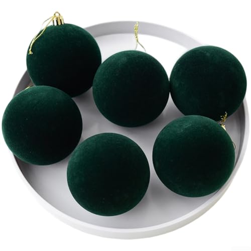 Kunststoff-Weihnachtskugel-Ornamente mit weicher beflockter Textur für Baumschmuck, modern gestaltet und geeignet für saisonale hängende Verwendung (B) von ZMdooreasy