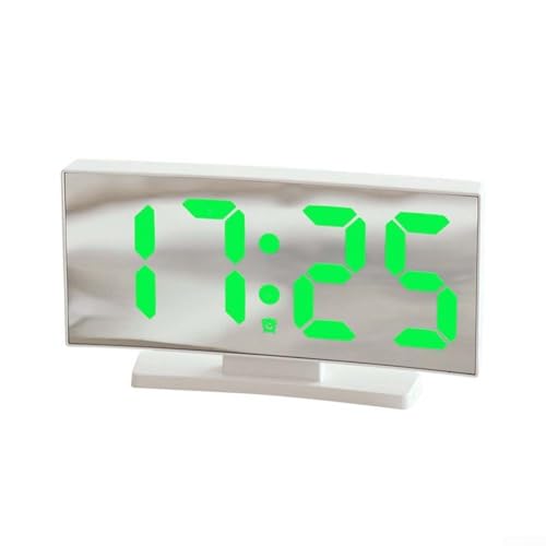 LED-Uhr mit gebogenem Bildschirm, einfaches Wecker-Design für einfache Ablesbarkeit und Energieeffizienz (weiß-grünes Licht) von ZMdooreasy