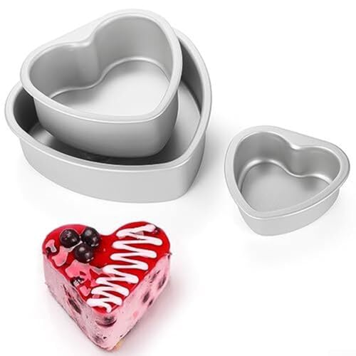 Set mit 3 Herz-Kuchenformen aus Aluminium mit leicht zu reinigendem Design, geeignet für alle Ihre Backprojekte (6, 8, 10 cm fixiert) von ZMdooreasy