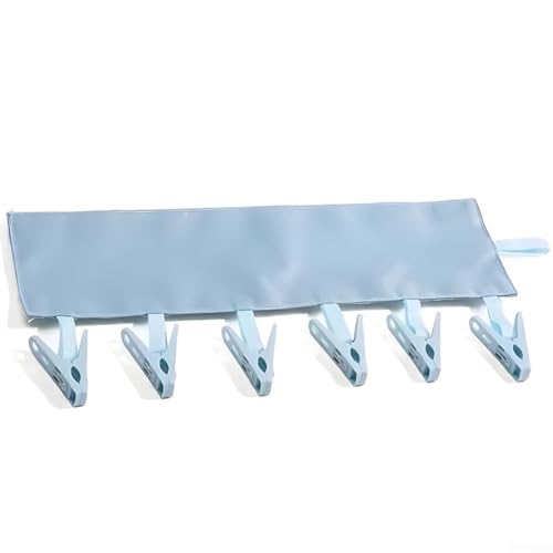 Tragbarer Kleiderbügel mit Wäscheklammern für Geschäftsreisen, bietet kompakte Aufbewahrung und sichere Aufbewahrung von Kleidungsstücken (blau) von ZMdooreasy