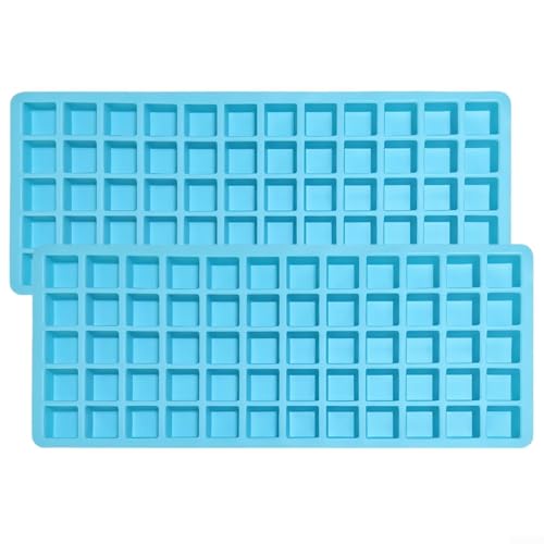 ZMdooreasy 2 Stück 60 Gitter Silikon Eiswürfelformen Lebensmittel Formen für Gefriertrockner Küche DIY Schokolade Süßigkeiten Herstellung Werkzeug-Set (blau) von ZMdooreasy