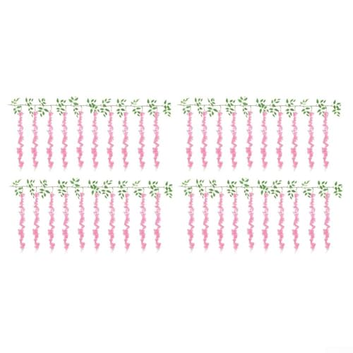 ZMdooreasy 4 x 2,2 m künstliche Glyzinien-Ranken-Girlande für Hochzeit, Party-Dekoration und Heim-Styling, kaskadierendes Blumen-Design für schöne Veranstaltungsatmosphäre (Rosa) von ZMdooreasy
