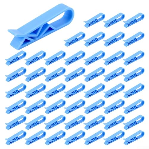 ZMdooreasy 50 Stück Kunststoff-Mülltonnen-Clips mit Anti-Rutsch-Rillen, Müllbeutelhalter für Küche, Bad und Zuhause, Blau, 5,5 cm von ZMdooreasy