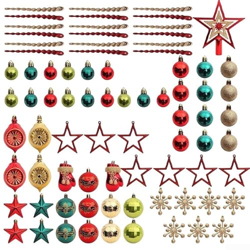 ZMdooreasy 78-teiliges 108-teiliges Weihnachtskugel-Set zum Aufhängen für Weihnachtsbaum und Feiertage, festliche Verwendung, schafft saisonale Atmosphäre (78 Stück) von ZMdooreasy