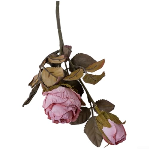 ZMdooreasy DoubleHead Stoffrosen, künstliche Blumen für Hochzeitsdekorationen, Heim-Styling und Außenbereich, mit realistischem geprägtem Blumendesign (Rosa) von ZMdooreasy