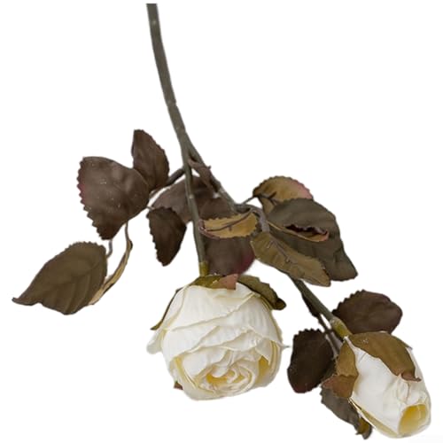 ZMdooreasy DoubleHead Stoffrosen, künstliche Blumen für Hochzeitsdekorationen, Heim-Styling und Außenbereich, mit realistischem geprägtem Blumendesign (weiß) von ZMdooreasy