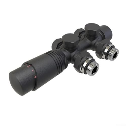 ZMdooreasy H-Typ Messing Thermostat-Heizkörperventil mit integrierten K- und Winkelventilen, G1/2 Standardgewinde, 7 einstellbare Temperatureinstellungen für Zentralheizkörper (schwarz) von ZMdooreasy