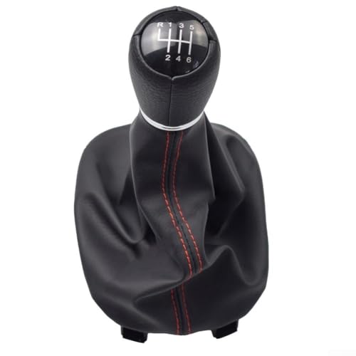 ZMdooreasy Hohe Haltbarkeit Schaltknauf für 1M1 Modelle (2002 2006), elegantes Design mit Ledermanschette und ergonomischem Griff (rote 6-Gang-Linie) von ZMdooreasy