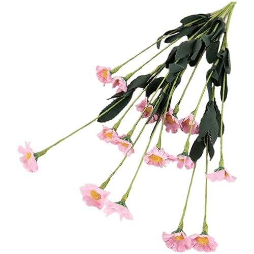 ZMdooreasy Künstlicher Gänseblümchen-Strauß, 15 Köpfe, aus Polyethylen, für Hochzeits- und Heim-Blumenarrangements mit natürlichem Aussehen und weicher Textur (Rosa) von ZMdooreasy