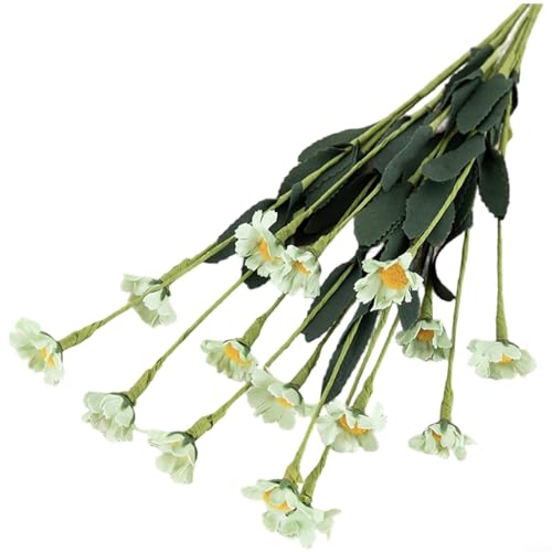 ZMdooreasy Künstlicher Gänseblümchen-Strauß, 15 Köpfe, aus Polyethylen, für Hochzeits- und Heim-Blumenarrangements mit natürlichem Aussehen und weicher Textur (grün) von ZMdooreasy