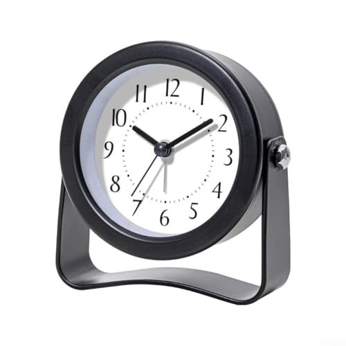 ZMdooreasy Metall-Wecker für Schüler mit drehbarer Halterung, lauter Aufwach-Schreibtischuhr für schwere Schläfer, verstellbarer Winkel, moderne Heimdekoration, batteriebetrieben (schwarz) von ZMdooreasy