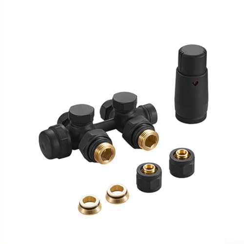 ZMdooreasy Thermostat-Heizkörperventil aus Messing, kompatibel mit Zentralheizung, 1,27 cm (1/2 Zoll) 15 mm 16 mm Schnittstelle, 50 mm Mittelabstand (grau) von ZMdooreasy