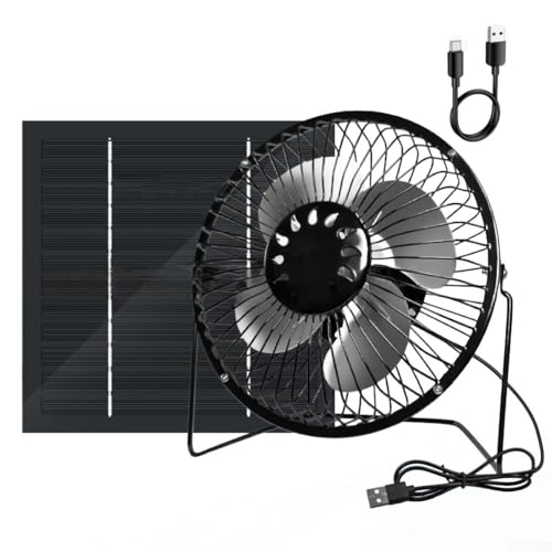 ZMdooreasy Tragbarer 20,3 cm 10 W Solarpanel-Ventilator mit Belüftung und Powerbank-Funktion mit Ladekabel ZMdooreasy Tragbarer 20,3 cm 10 W Solarpanel-Ventilator mit Belüftung und Powerbank-Funktion mit Ladekabel von ZMdooreasy