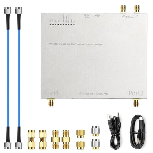 ZMdooreasy USB-Vektor-Netzwerkanalysator mit 2 Anschlüssen, 100 kHz - 6 GHz, Frequenzbereich für SMA-Kalibrierungs-Kit und CNC-Aluminiumgehäuse für S-Parameter-Messung von ZMdooreasy