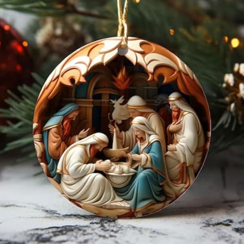 ZMdooreasy Weihnachtsbaumschmuck mit Buntglas-Acryl-Design, Feiertagsdekoration für saisonale Heimdekoration (B und B) von ZMdooreasy