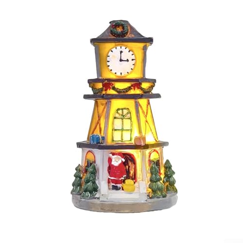 ZMdooreasy Weihnachtsbeleuchtung, batteriebetrieben, Weihnachtsdorf-Uhrturm-Dekoration, LED-Weihnachtsdekoration, 11,5 x 6,5 x 6,5 cm ZMdooreasy Weihnachtsbeleuchtung, batteriebetrieben, Weihnachtsdorf-Uhrturm-Dekoration, LED-Weihnachtsdekoration, 11,5 x 6,5 x 6,5 cm von ZMdooreasy