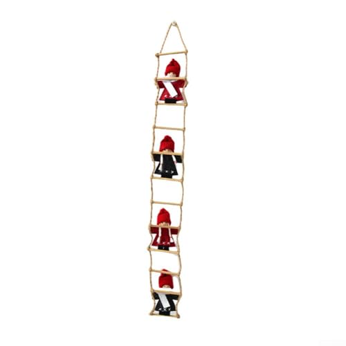 ZMdooreasy Weihnachtsmann Kletterleiter Dekoration Baumwolle Wandbehang Ornament Home Indoor Outdoor Display 55 cm (Schneemann Leiter rot) von ZMdooreasy