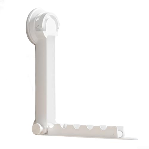 ZMdooreasy Zusammenklappbarer Wäscheständer mit Saugnapf, wandmontiertes Trockengestell mit verstellbarer Höhe, kein Bohren, für Innen- und Außenbereich (weiße Milch) von ZMdooreasy