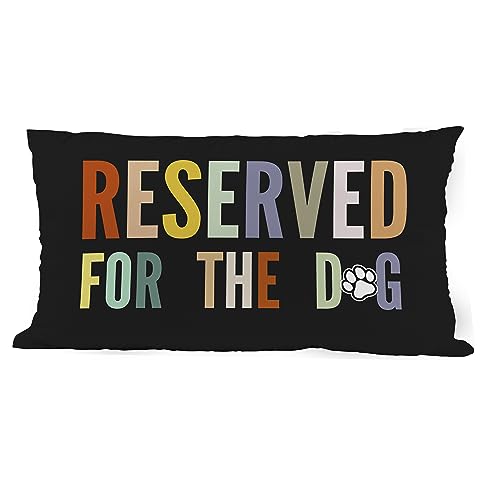 ZNGFON Kissenbezug mit Aufschrift "Reserved for the Dog", buntes Wort, lustiger Hund, Dekoration, für Sofa, Couch, Bett, 30,5 x 50,8 cm, Hundeliebhaber, Geschenke, Hundebesitzer von ZNGFON