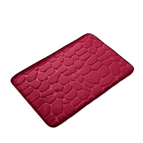 Badezimmerteppiche 1 Stück, Badematte mit Kopfsteinpflasterprägung, rutschfeste Teppiche im Waschbecken, Badewannen-Seitenbodenteppich, Duschraum-Fußmatte, Memory Foam-Pad FüR Badezimmer(Red 2) von ZNJAMN