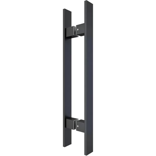 Scheunentorgriff Push-Pull-Griff for Scheunentore, robuster quadratischer Türgriff aus Edelstahl der Güteklasse 304 for gewerbliche Zwecke, Eingangstür FüR Eine HolztüR, SchranktüR(Black,18 Inch) von ZNJAMN