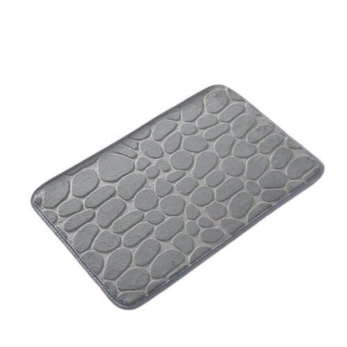 ZNJAMN Badezimmerteppiche 1 Stück, Badematte mit Kopfsteinpflasterprägung, rutschfeste Teppiche im Waschbecken, Badewannen-Seitenbodenteppich, Duschraum-Fußmatte, Memory Foam-Pad FüR Badezimmer(Grey) von ZNJAMN
