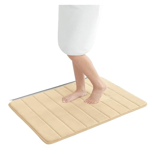 ZNJAMN Badezimmerteppiche 1 Stück, Memory-Schwamm-Streifen-Badezimmer-rutschfeste, wasserabsorbierende, maschinenwaschbare Bodenmatte FüR Badezimmer(Beige) von ZNJAMN