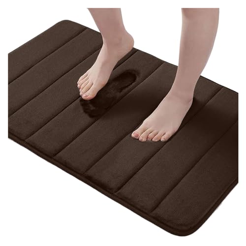 ZNJAMN Badezimmerteppiche 1 Stück, Memory-Schwamm-Streifen-Badezimmer-rutschfeste, wasserabsorbierende, maschinenwaschbare Bodenmatte FüR Badezimmer(Chocolate) von ZNJAMN
