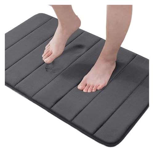 ZNJAMN Badezimmerteppiche 1 Stück, Memory-Schwamm-Streifen-Badezimmer-rutschfeste, wasserabsorbierende, maschinenwaschbare Bodenmatte FüR Badezimmer(Grey 1) von ZNJAMN