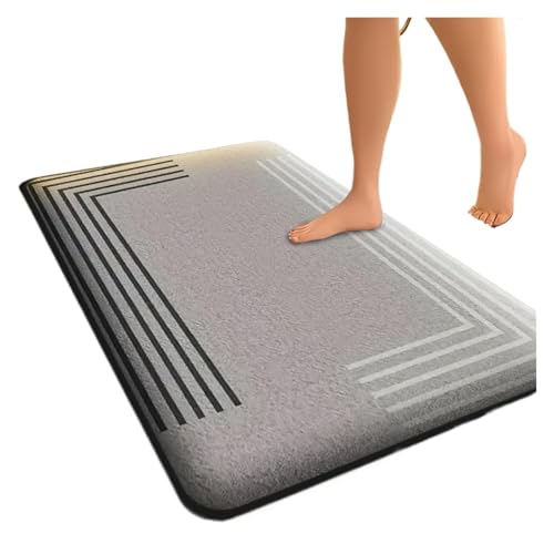 ZNJAMN Badezimmerteppiche 1 Stück, verdickte, leichte, saugfähige Bodenmatte for das Badezimmer, rutschfeste Matte, weiche Fußmatte for den Eingangsbereich, Duschraum FüR Badezimmer(Grey) von ZNJAMN