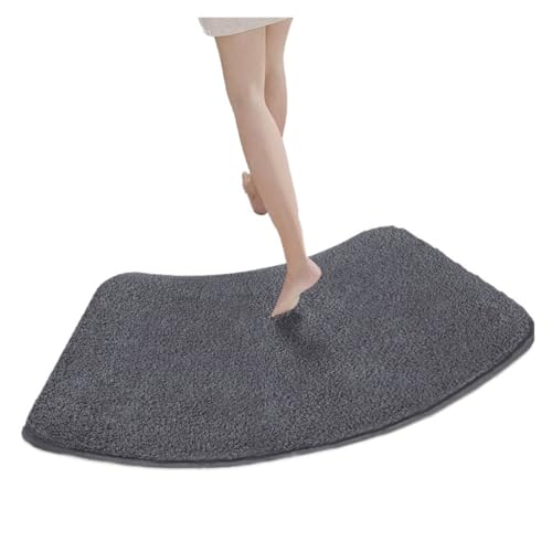 ZNJAMN Badezimmerteppiche Einfarbige, verdickte, pelzige, gewölbte Duschraum-Saugmatte, weiche Fell-Fußmatte, Badezimmermatte, halbrunde, rutschfeste Matte FüR Badezimmer(Grey) von ZNJAMN