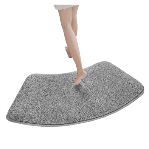 ZNJAMN Badezimmerteppiche Einfarbige, verdickte, pelzige, gewölbte Duschraum-Saugmatte, weiche Fell-Fußmatte, Badezimmermatte, halbrunde, rutschfeste Matte FüR Badezimmer(Grey 1) von ZNJAMN