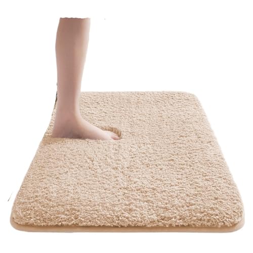 ZNJAMN Badezimmerteppiche Verdickte saugfähige Badezimmermatte, weiche rutschfeste Fußmatten for Duschräume, Badewannenmatten, schmutzabweisende Toilettenmatte FüR Badezimmer(Beige) von ZNJAMN