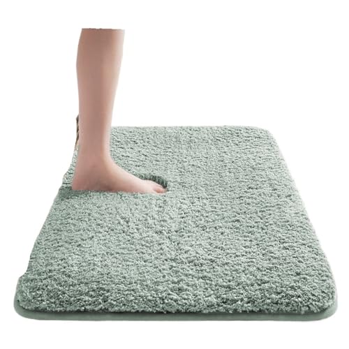 ZNJAMN Badezimmerteppiche Verdickte saugfähige Badezimmermatte, weiche rutschfeste Fußmatten for Duschräume, Badewannenmatten, schmutzabweisende Toilettenmatte FüR Badezimmer(Green) von ZNJAMN
