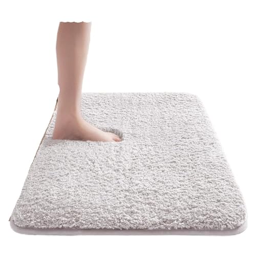 ZNJAMN Badezimmerteppiche Verdickte saugfähige Badezimmermatte, weiche rutschfeste Fußmatten for Duschräume, Badewannenmatten, schmutzabweisende Toilettenmatte FüR Badezimmer(White) von ZNJAMN