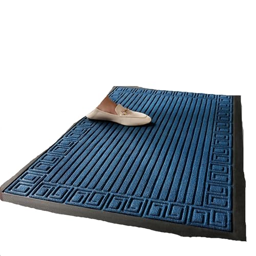 ZNJAMN FußMatten FüR Den Innenbereich Außenmatten Eingangstür Gummi Veranda Matte Balkon Terrasse Teppich Starker, hochelastischer, verschleißfester Teppich FüR Innen(Blue,45cmx75cm) von ZNJAMN