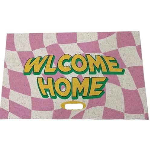 ZNJAMN FußMatten FüR Den Innenbereich Fußmatten Willkommen Eingangstürmatte Anti-Rutsch-PVC-Bodenmatte Eingangsbereich Veranda Flur Eingangsbereich Heimdekoration FüR Innen(Pink,40x60cm) von ZNJAMN