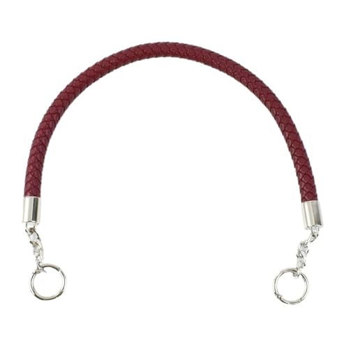 ZNJAMN Geflochtener Taschengurt 2 Stück Kurze geflochtene Seilgriffe aus PU-Leder for Handtaschen-Umhängetaschengurte, Ersatzzubehör FüR Taschen(Wine Red,50cm) von ZNJAMN