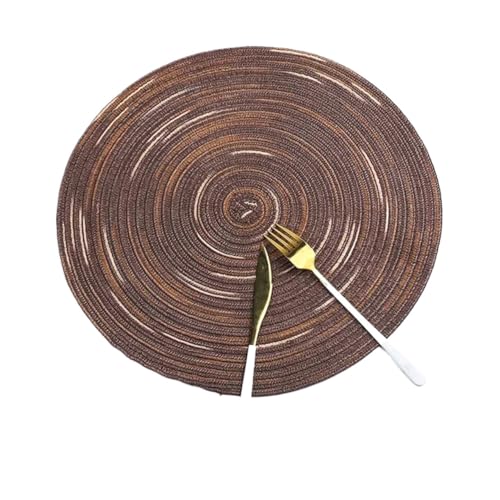 ZNJAMN Isolierunterlage FüR Geschirr 2 stücke Tisch Matte Dekoration Runde Weben Ort Esstisch Pad Hitzebeständig Küche Anti-Skid Zubehör FüR Geschirr(Brown) von ZNJAMN