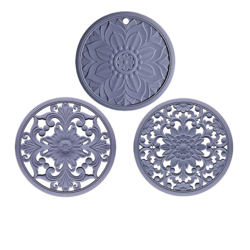 ZNJAMN Isolierunterlage FüR Geschirr 3 Teile/Satz Ausschnitt Muster Silikon Coaster Blume Rund Isolierung Pad Wasser Filter Anti Verbrühungen Küche Zubehör FüR Geschirr(Black) von ZNJAMN