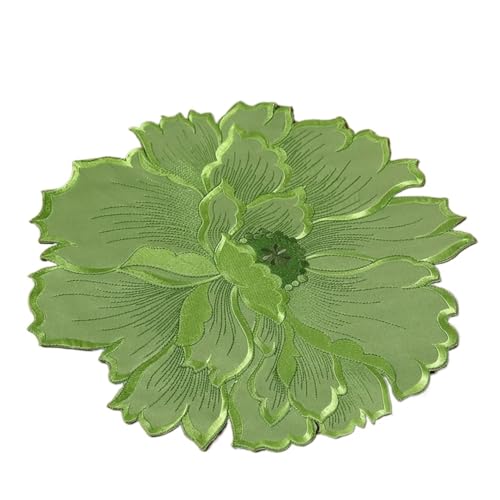 ZNJAMN Isolierunterlage FüR Geschirr 3 stücke Bestickte Blumen Tischset Bunte Floral Coaster Wärmedämmung Matte Hochzeit Party Decor Home Küche Esstisch Dekoration FüR Geschirr(Green,30cm) von ZNJAMN