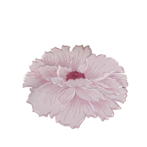 ZNJAMN Isolierunterlage FüR Geschirr 3 stücke Bestickte Blumen Tischset Bunte Floral Coaster Wärmedämmung Matte Hochzeit Party Decor Home Küche Esstisch Dekoration FüR Geschirr(Pink,35cm) von ZNJAMN