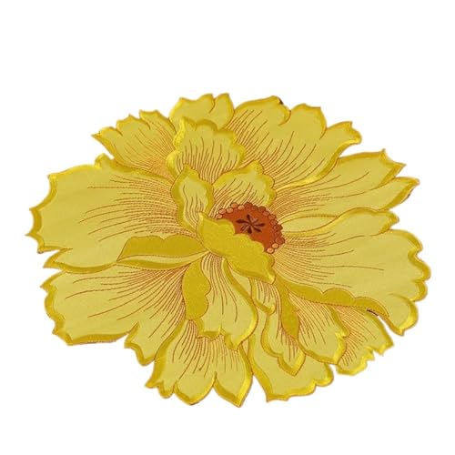 ZNJAMN Isolierunterlage FüR Geschirr 3 stücke Bestickte Blumen Tischset Bunte Floral Coaster Wärmedämmung Matte Hochzeit Party Decor Home Küche Esstisch Dekoration FüR Geschirr(Yellow,35cm) von ZNJAMN