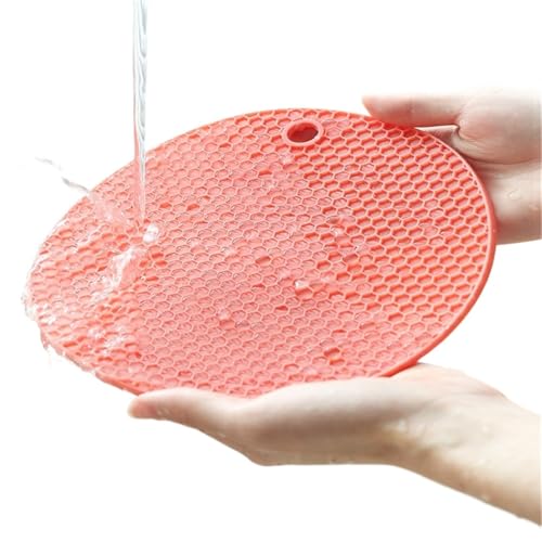 ZNJAMN Isolierunterlage FüR Geschirr 3 stücke Kreative Tisch Tischset Untersetzer Verbrühungsschutz Küche Zubehör Runde Silikon Haushalt Wärme-beständig Pan Pad FüR Geschirr(Pink,14cm) von ZNJAMN