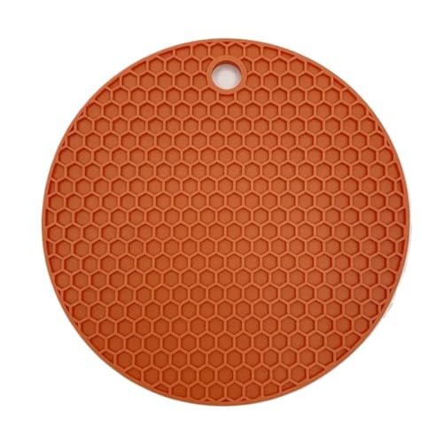 ZNJAMN Isolierunterlage FüR Geschirr 3 stücke Küche Hochtemperaturbeständig Leicht Zu Reinigen Silikon Untersetzer Runde Wärmedämmung rutschfeste Waben Tisch Matte FüR Geschirr(Orange) von ZNJAMN