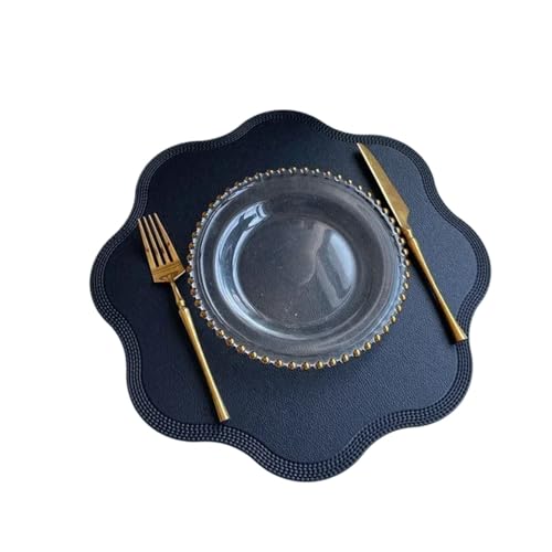 ZNJAMN Isolierunterlage FüR Geschirr 4 stücke Kunstleder Tischset Blumenform Wasserdicht Esstisch Isolierunterlage Weihnachten Home Dekoration Geschirrmatte FüR Geschirr(Black) von ZNJAMN