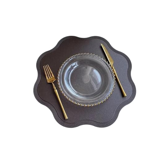ZNJAMN Isolierunterlage FüR Geschirr 4 stücke Kunstleder Tischset Blumenform Wasserdicht Esstisch Isolierunterlage Weihnachten Home Dekoration Geschirrmatte FüR Geschirr(Coffee) von ZNJAMN