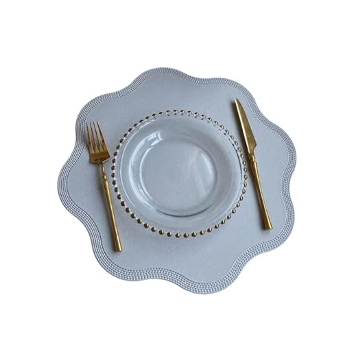 ZNJAMN Isolierunterlage FüR Geschirr 4 stücke Kunstleder Tischset Blumenform Wasserdicht Esstisch Isolierunterlage Weihnachten Home Dekoration Geschirrmatte FüR Geschirr(Gray) von ZNJAMN